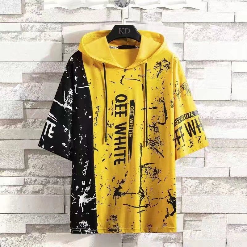 SWEATER HOODIE OVERSIZE PRIA QEE LENGAN PENDEK KOMBINASI HODIE COWOK KEKINIAN