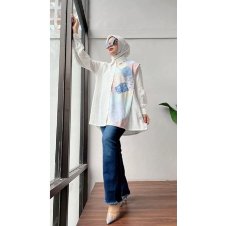 KEMEJA PUTIH KOMBINASI BY ATHAYA DAILY