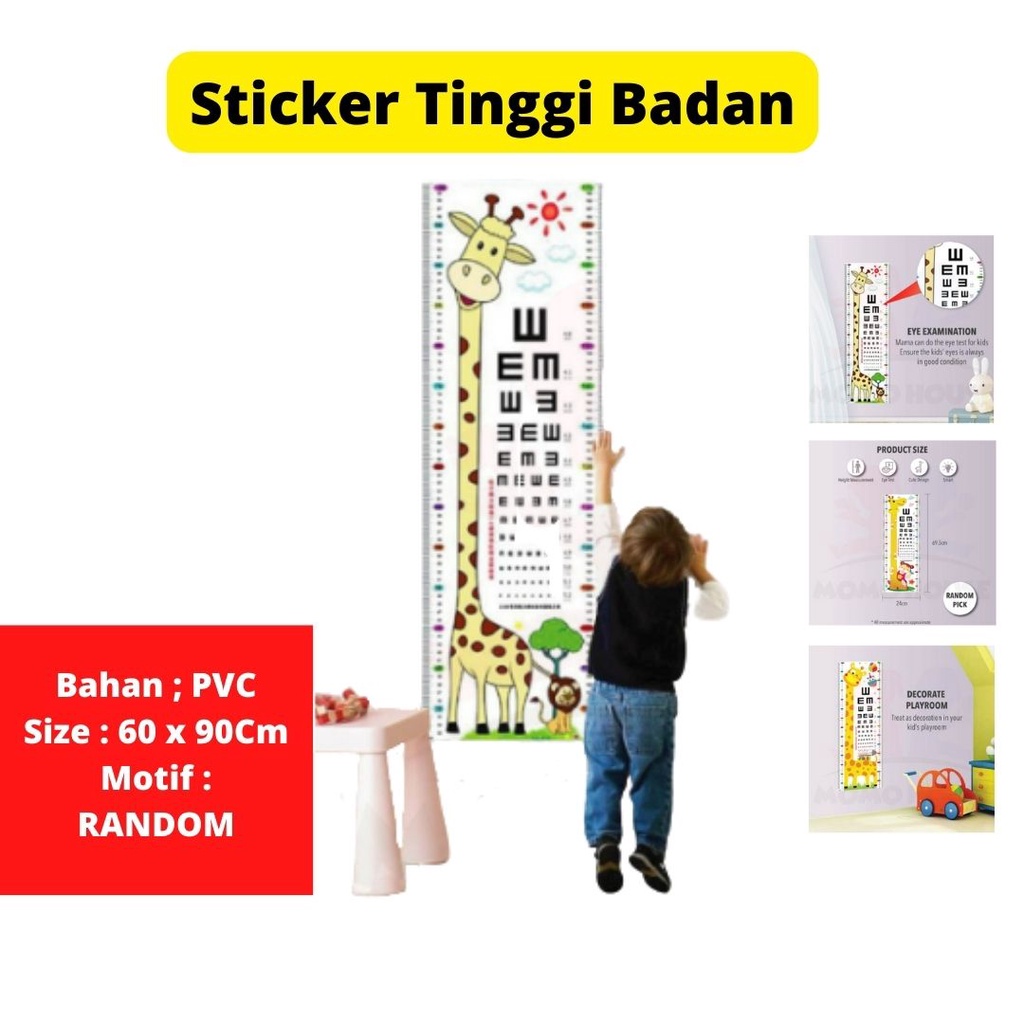 Dekorasi Stiker Dinding Untuk Pengukur Tinggi Badan  Dan Mata Anak