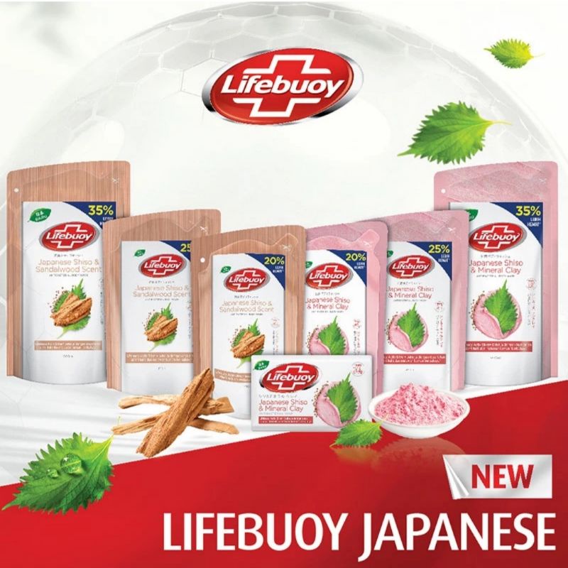 LIFEBUOY Sabun Mandi Cair Liquid Shiso &amp; Mineral Clay / Yoghurt Care 450ml