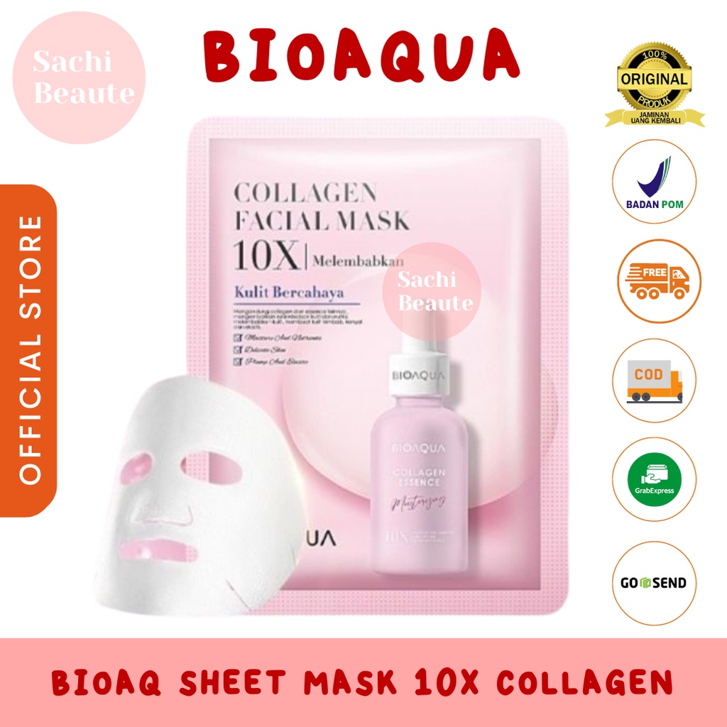 Bioaqua Bio Aqua SHEET MASK 10X The Effect Masker Wajah Facial Mask 28ml Memperbaiki Kulit Kusam - Collagen