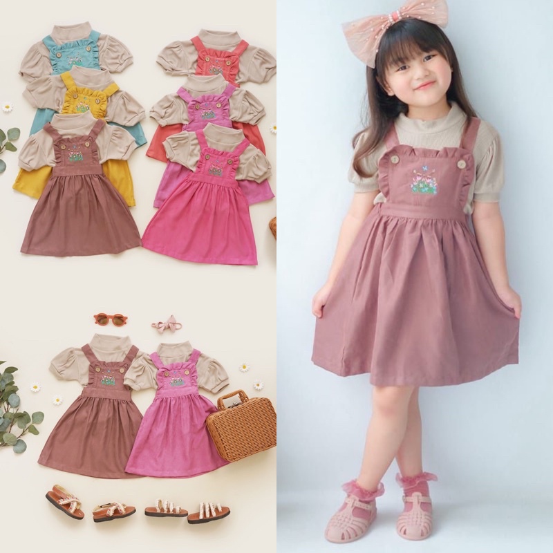 CYRA RUFFLE OVERALL 1-5thn / Setelan Dress Anak