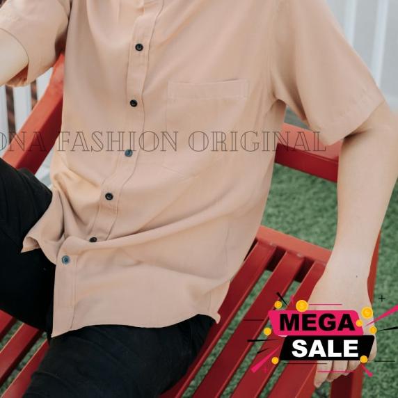 Kemeja Koko Pria Lengan Pendek Katun | Baju Koko Pria Polos baju murah - Mocca, M