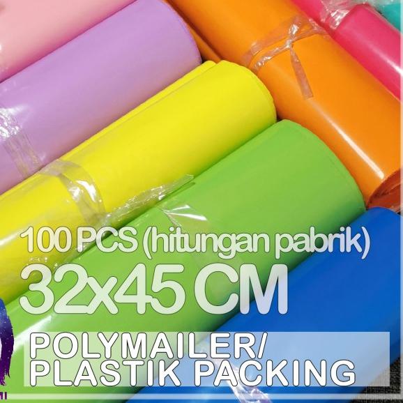 

100 PCS 32x45 cm Plastik Packing / Polymailer / Bungkus Online - Biru