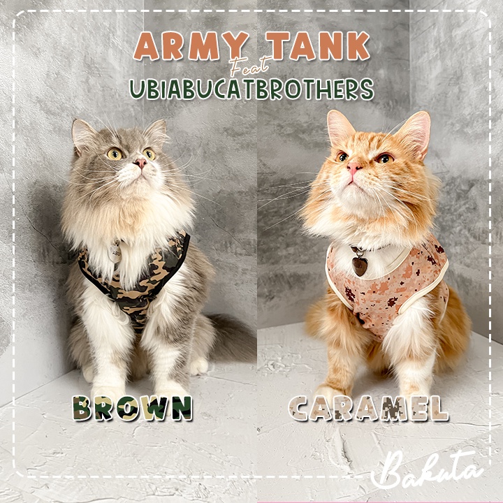 Baju Kucing Tank Army Ft. Ubiabucatbrothers Tank Lucu Untuk Kucing dan anjing / Baju Kucing Termurah Size XS-XXL / Baju Kucing Tangerang