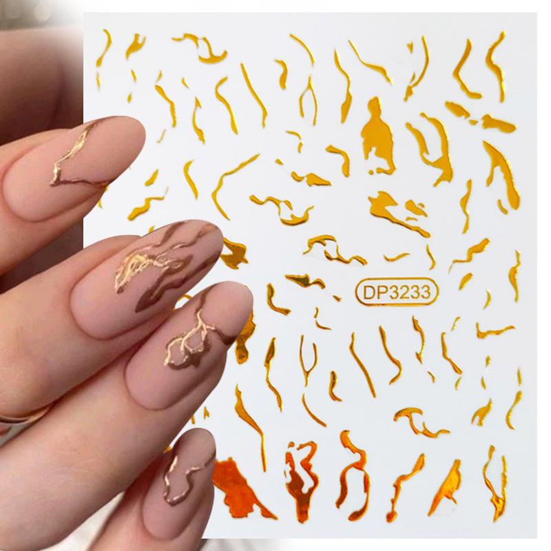 1pc Stiker Kuku 3D Holografik Warna Silver Rose Gold Bahan Metal Untuk Dekorasi Manicure