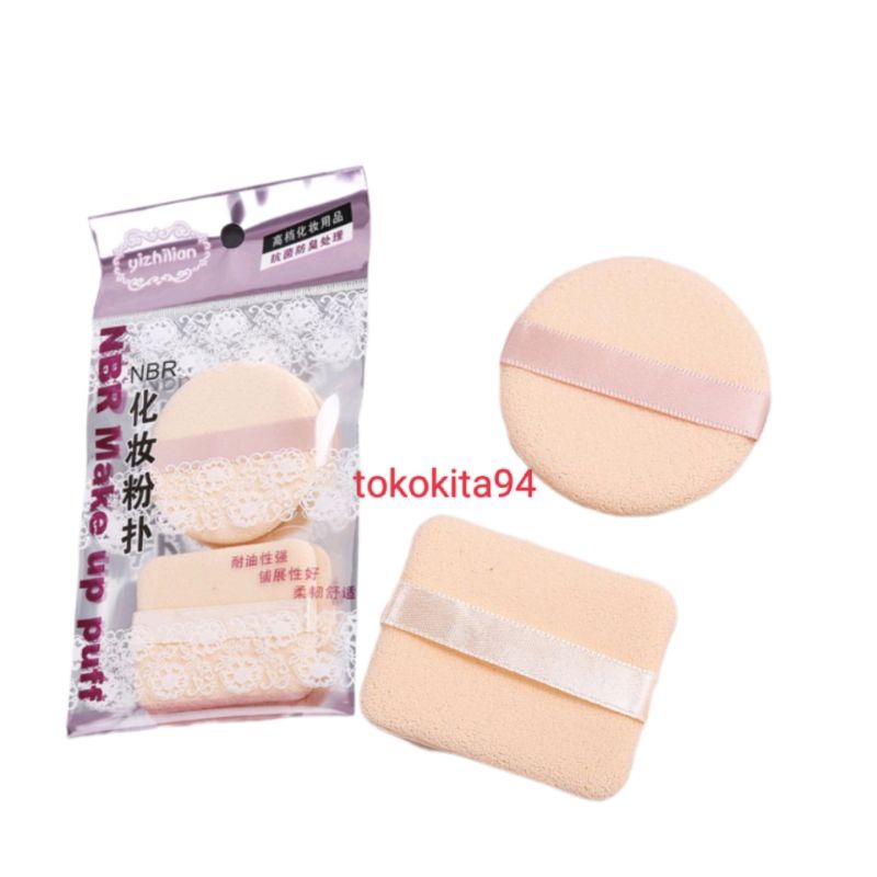 Spon Bedak Sponge Puff Tebal 1Set - Spon Alas Bedak Cushion Foundation Box Tebal -Sponge Lembut 1Set Bulat Kotak