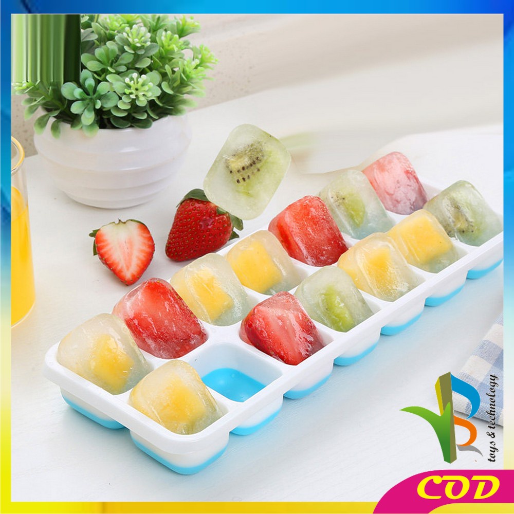 RB-C532 Cetakan Es Batu Dengan Tutup Bentuk Kotak Bahan Silikon Serbaguna / Ice Cube Tray 14 Slot / Cetakan Coklat Pudding Jelly