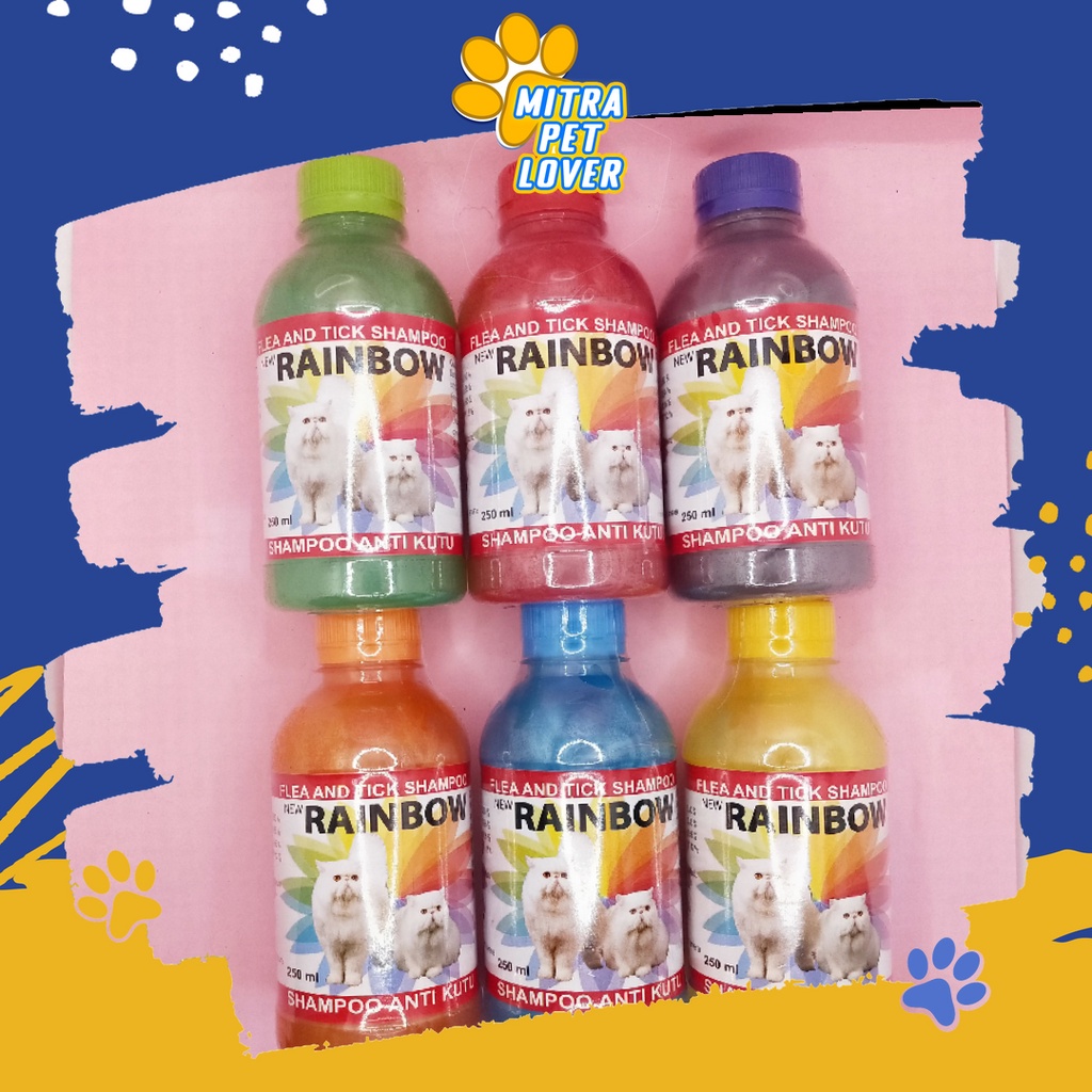 SHAMPO ANTI KUTU KUCING - RAINBOW CAT SHAMPOO ORGANIK 250 ML ORIGINAL - SAMPO AROMA BUNGA KRISAN BULU LEMBUT HARUM WANGI BERSIH PET ANIMAL HEALTHCARE AND VETERINARY TAMASINDO OBAT KESEHATAN DAN VITAMIN TERNAK HEWAN BINATANG PELIHARAAN MITRAPETLOVER