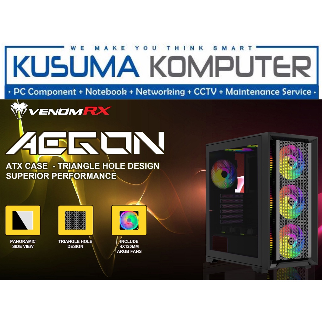 Venomrx AEGON + 4 Fan ARGB Casing PC Gaming