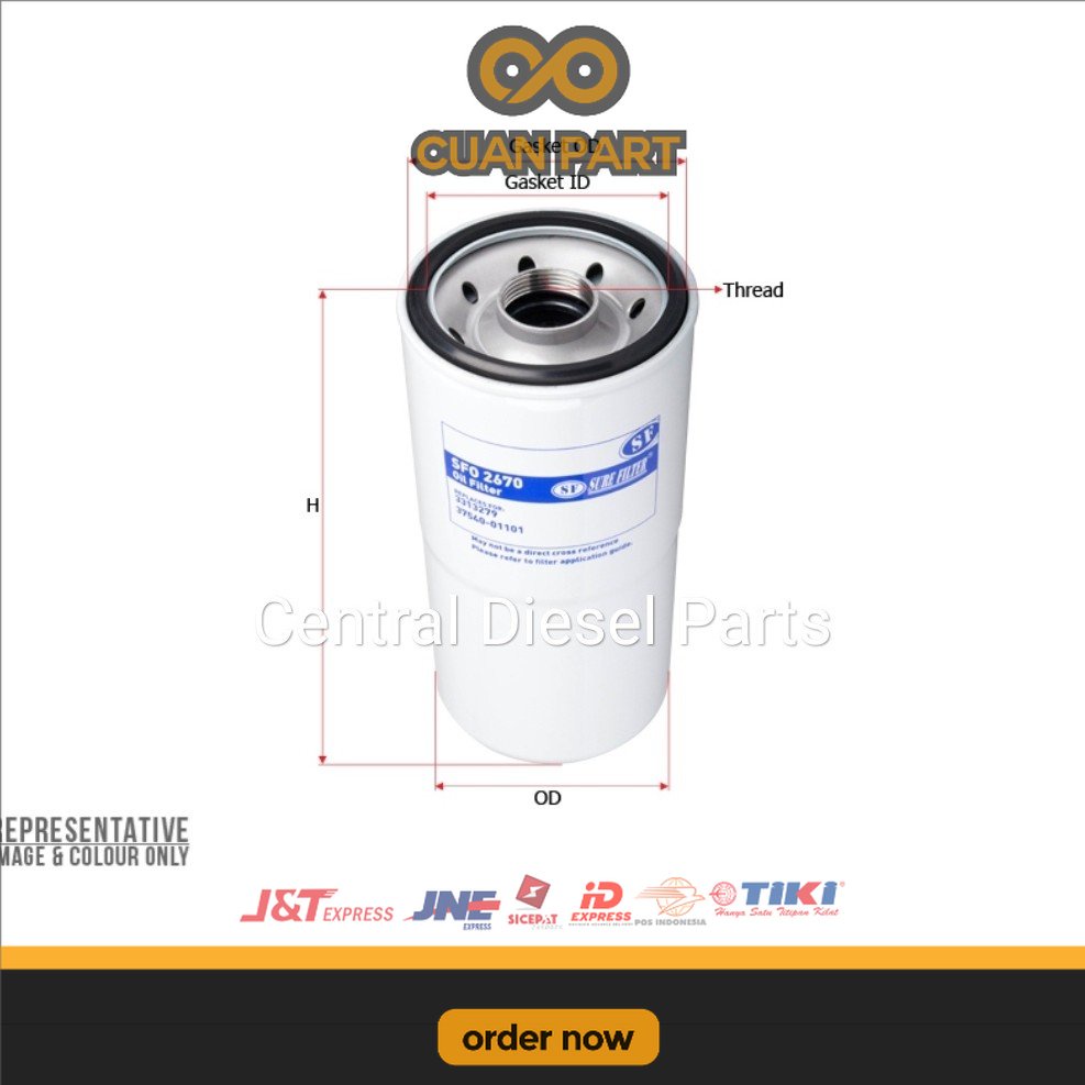 Filter Oli / Oil Filter Cummins 3313279 Mitsubishi 37540-01101 SFO2670 SFO 2670 Sure Filter