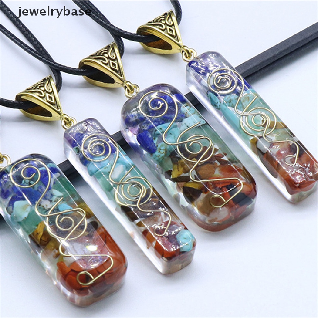 Kalung Rantai Liontin Batu Kristal Orgonit Energi Orgonite Hex Piramida 7 Chakra Untuk Pria