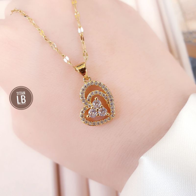 Perhiasan Kalung Love 2 Layer Liontin Permata Fashion N18112203