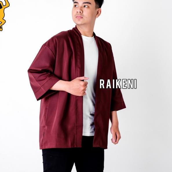 Kimono Pria Merah Maroon | Outer Pria | Jaket Pria | Cardigan Pria