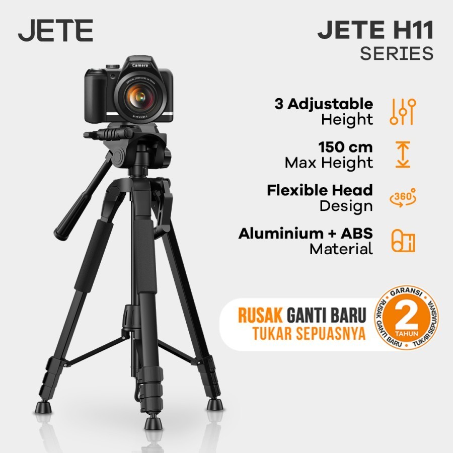 JETE H11 Tripod Vlog / Tripod Professional Kamera DSLR/Kamera Video