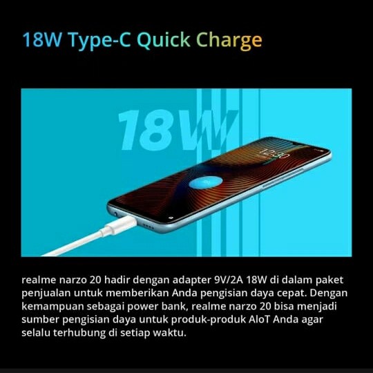 Realme Narzo 20 4/64 GB Garansi Resmi
