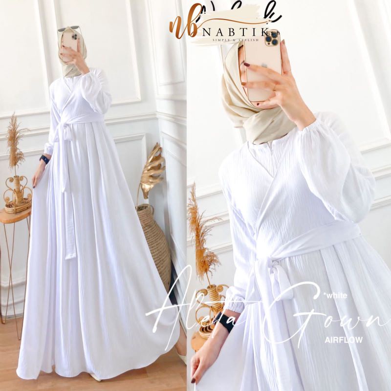 Dres gamis ALETA GOWN bahan airflow desain elegan untuk kondangan original by NABTIK
