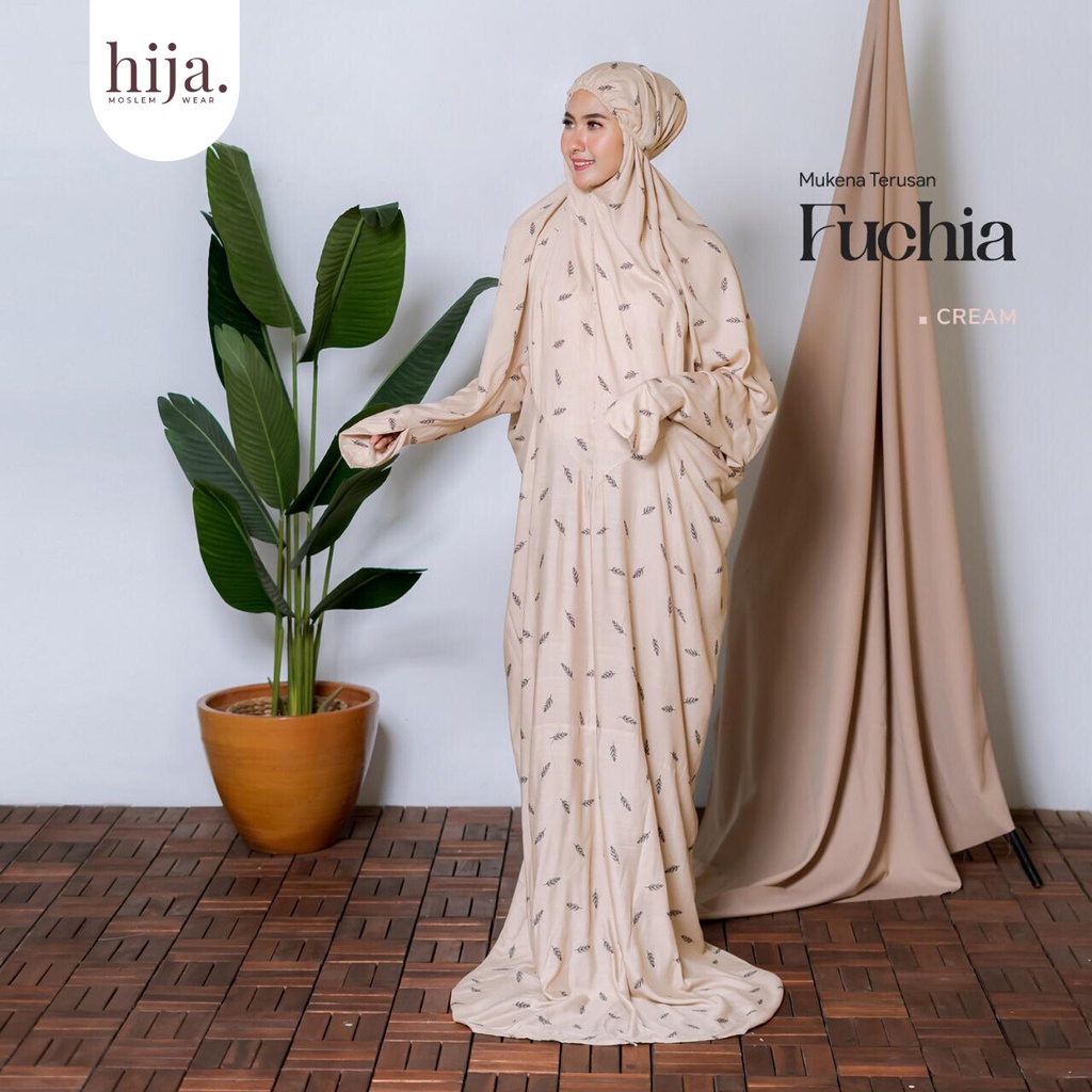 Mukena Terusan Premium Mukenah Terusan Jumbo Rayon Motif Fuchia