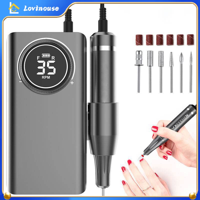 35000RPM Electric Nail Drill Machine 2 IN 1 Alat Kikir Kuku Elektrik Rechargeable Nail Drill Nail Gel Polisher For Manicure Nails Pedicure Manicure