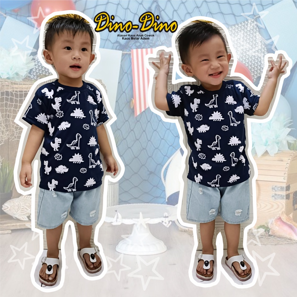 Atasan Kaos Anak Laki-Laki Dino-Dino Navy CF Kids