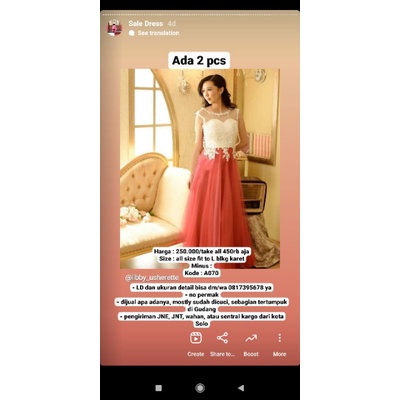 gaun merah putih baju pesta preloved gaun second gaun bridesmaid pl