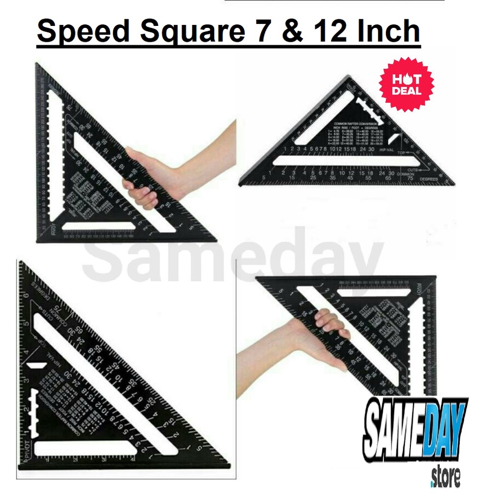 

Baru Speed Square Penggaris Siku Segitiga Sudut Carpenter Woodworking 7 Inch 12Inch Metric