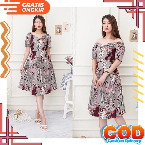 Dress Batik Premium Modern Wanita Rianty Batik Dress Wanita Terbaru Dres Batik Natal Bahan Premium D