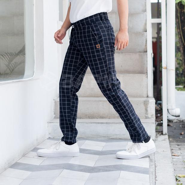 Celana Tartan Pria Original / Celana Tartan Panjang/ Tartan Pants pria - Abu, S (27-28)