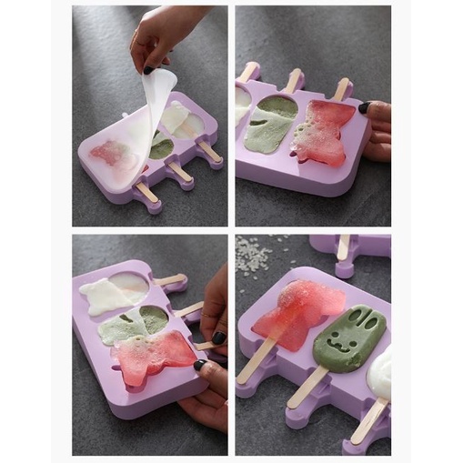 Cetakan Es Krim Silicone Puding Cokelat Stik Popsicle karakter Ice Cream Mold  Terlengkap