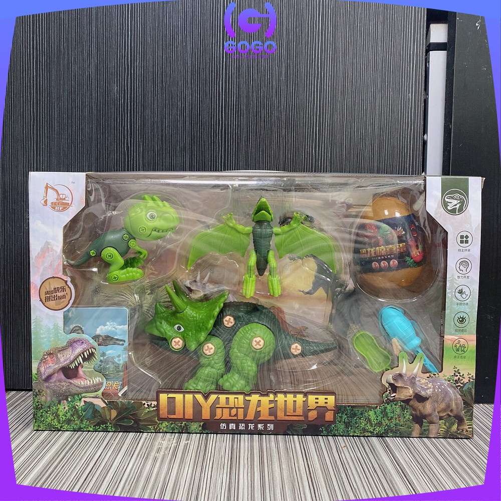 GOGO-M141 Mainan Anak Dinosaurus Set Mainan Telur Kejutan Dino Trex Bongkar Pasang Mainan DIY Anak