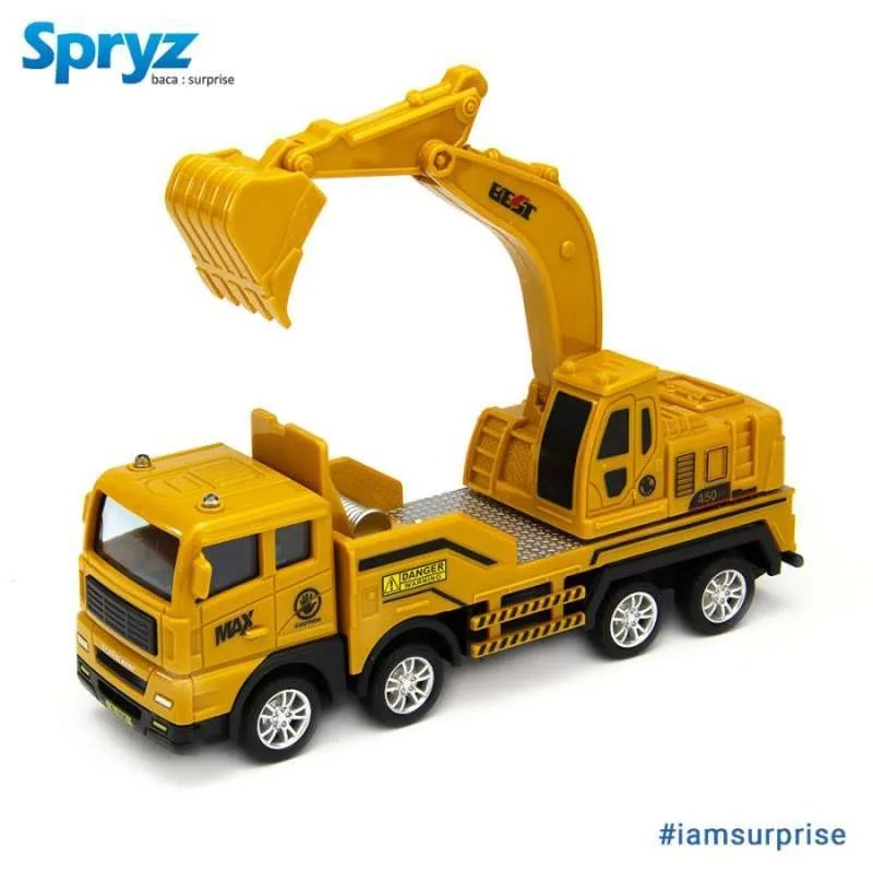 Mainan Miniatur Truk Konstruksi Crane Excavator Penyelamat Pengait Spryz Construx 1:55