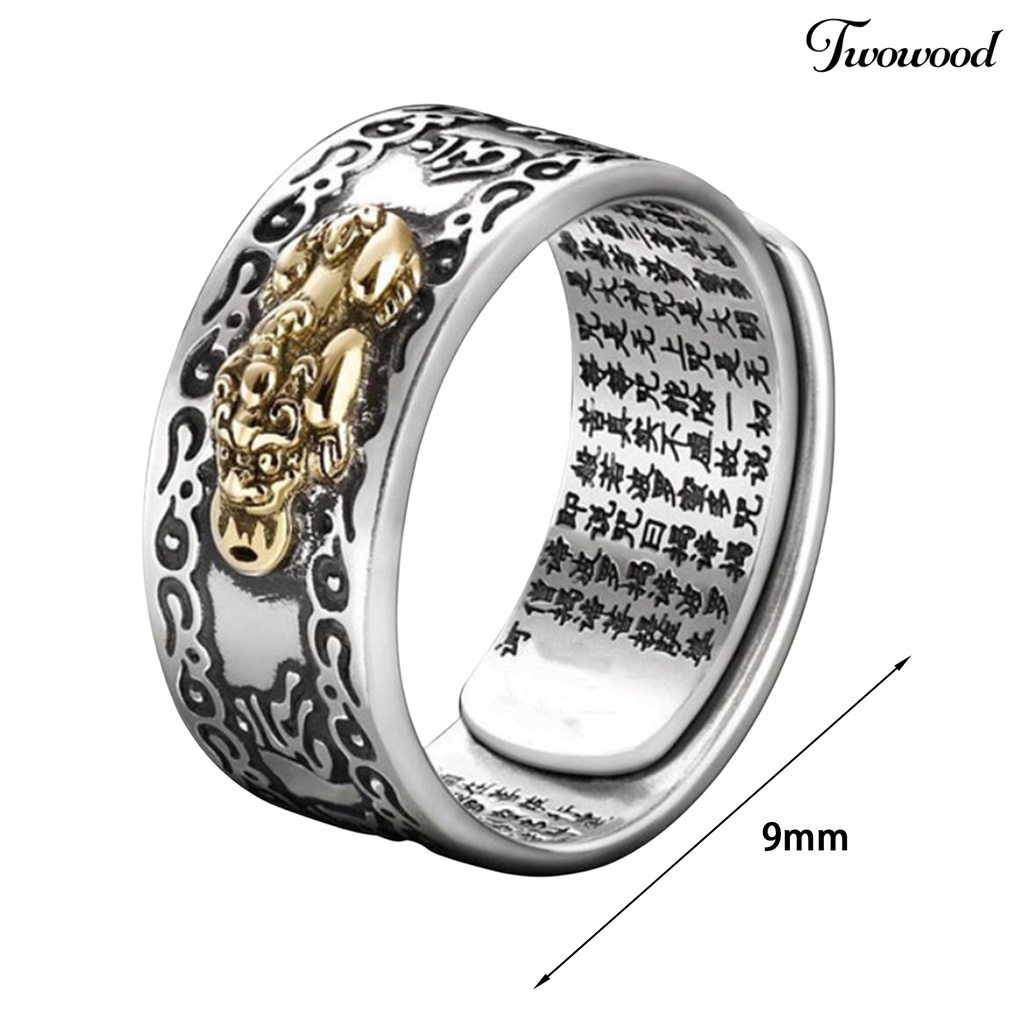 Cincin Hypoallergenic Adjustable Desain Hewan Mistis Cina Gaya Retro Untuk Pria