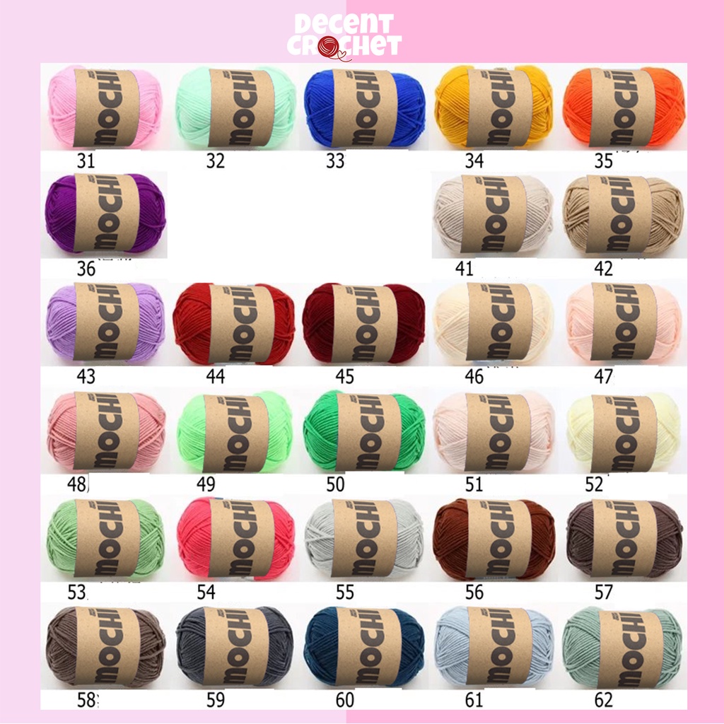 (1-20)Benang rajut katun impor big ply/milk cotton yarn - MOCHI