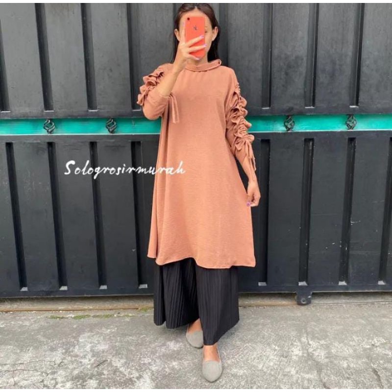 Long Tunik Zora Crincle Airflow Serut