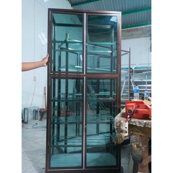 Rak sepatu/rak helm MEWAH & ELEGANT  FULL KACA