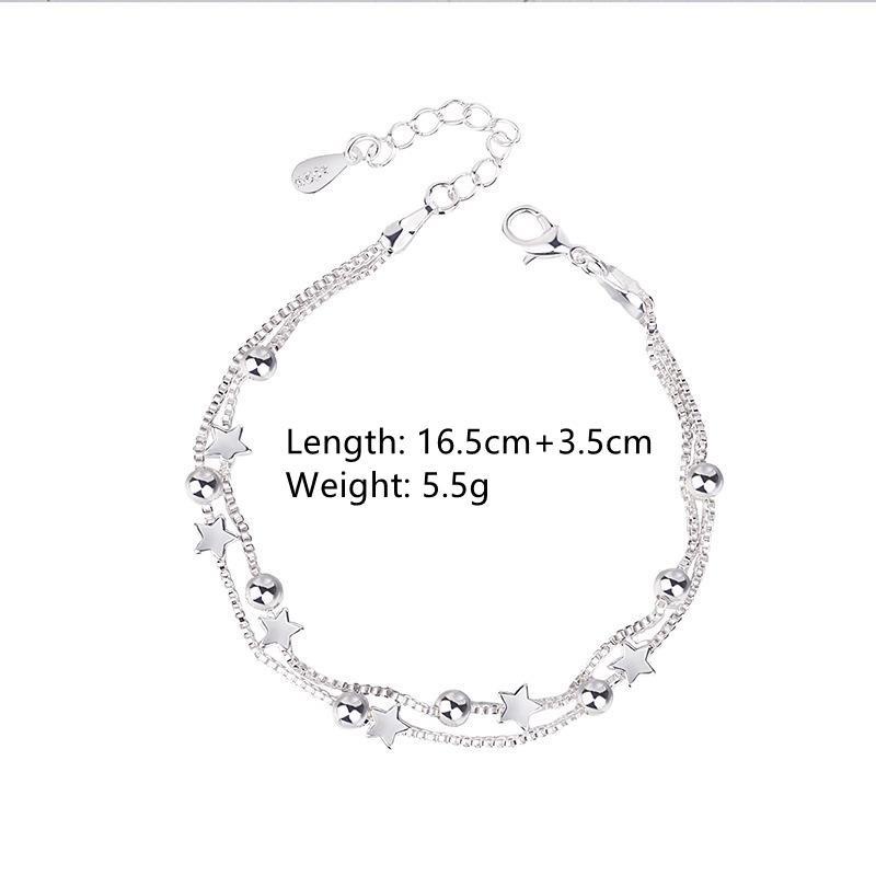 Gelang Tangan Wanita Desain Manik Bintang Ganda Elegan Casual Kualitas Tinggi Untuk Pesta / Hadiah