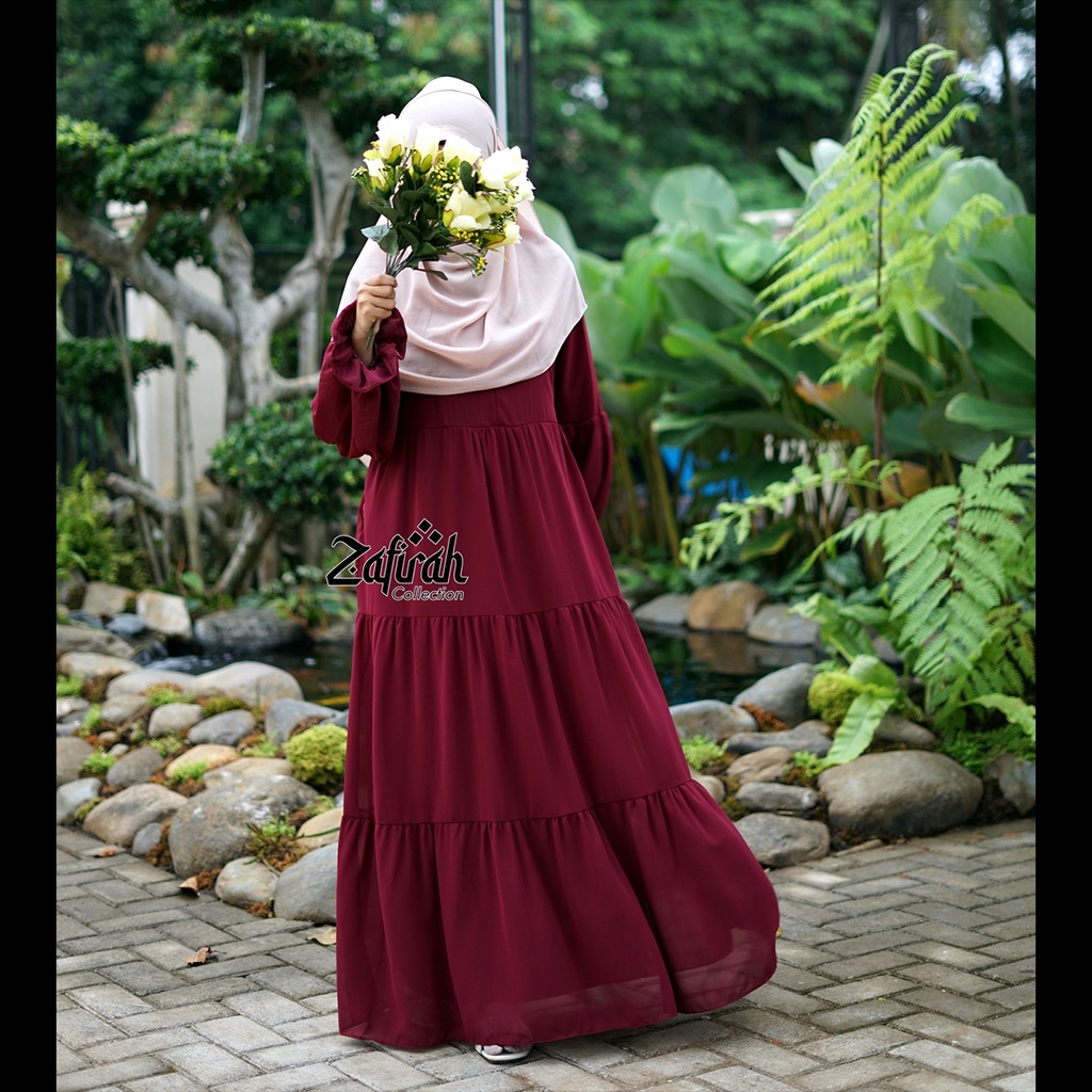 Gamis Ceruty Babydoll Terbaru Ori Zafirah Haseena Dress Muslim