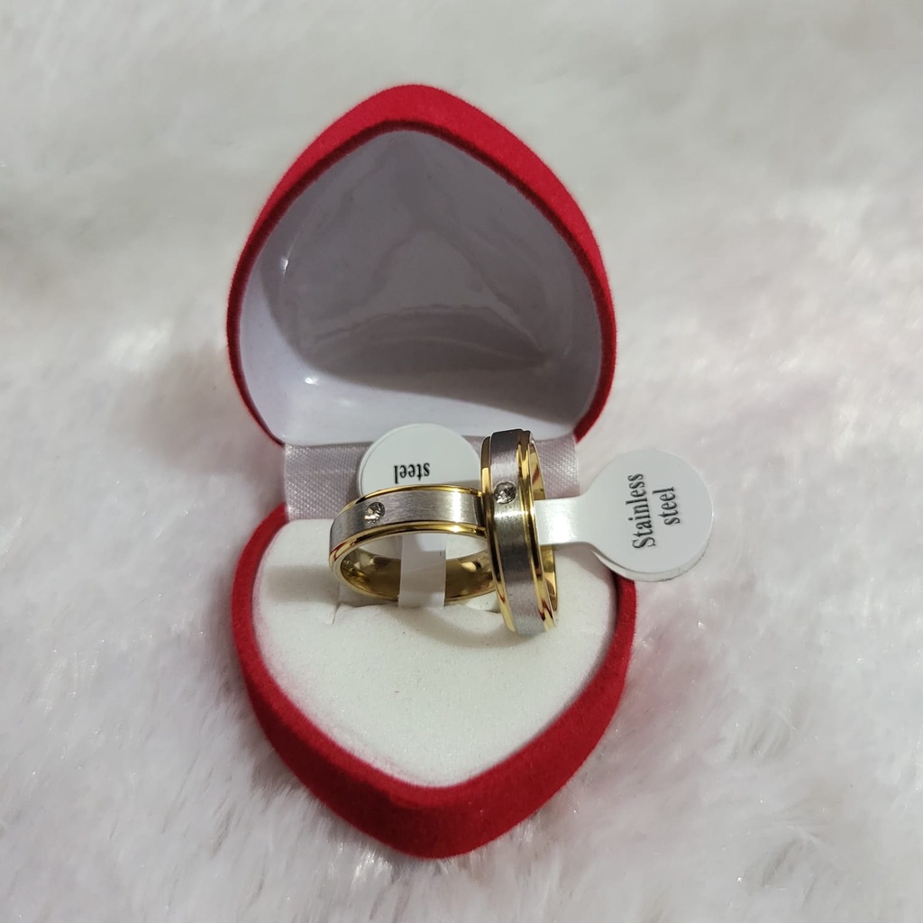 Cincin Mata Emas Anti Karat Cincin Mata Belah CC653/5 Dapat 2 dan box Tunangan Nikah Titanium Stainless Steel Cincin Pria Cincin Wanita Cincin Couple Anti luntur 24 karat