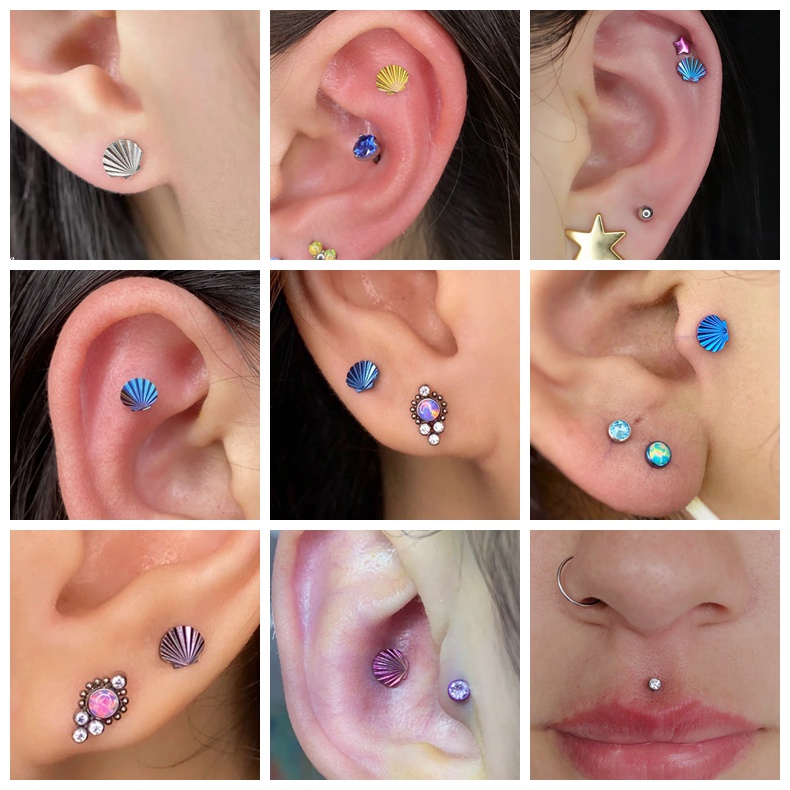 1pc Anting Tindik Tulang Rawan Telinga / Bibir Bahan Titanium Steel G23 Hias Kristal