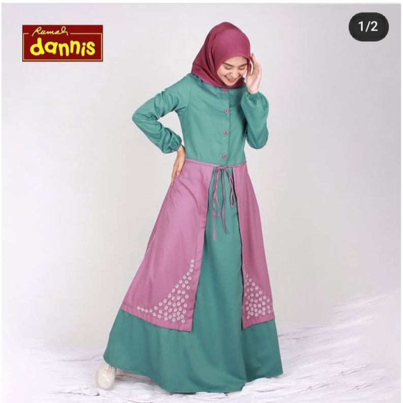 Sale dannis 40% / abaya dannis XS S L / A210621 / dannis diskon / baju muslim dewasa katun / baju pe
