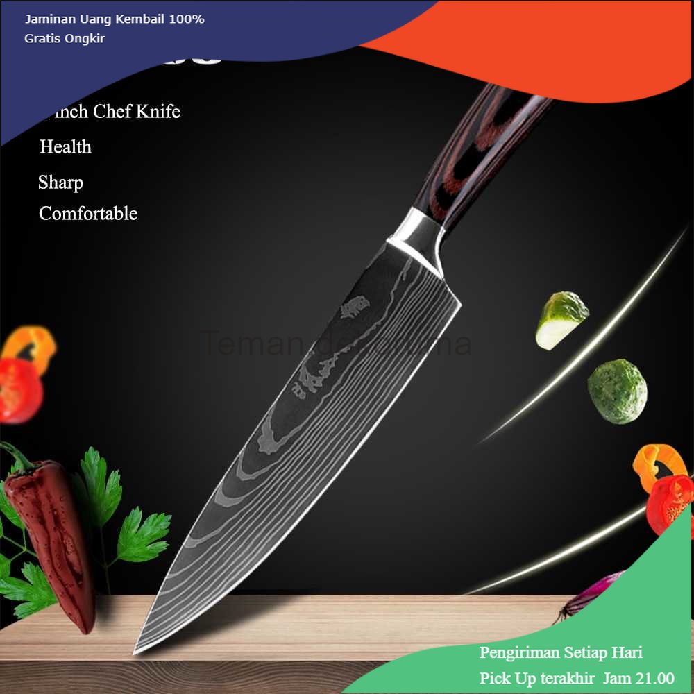 TD - PR XITUO Pisau Dapur Chef Damascus Pattern