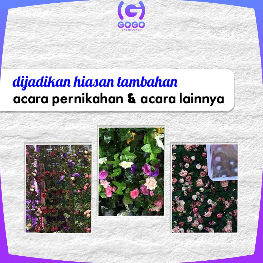 GOGO-C685 C688 Bunga Rambat Plastik Peony Juntai Mawar Dekorasi Dinding / Artificial Flower Rose Daun Gantung Hiasan Multifungsi