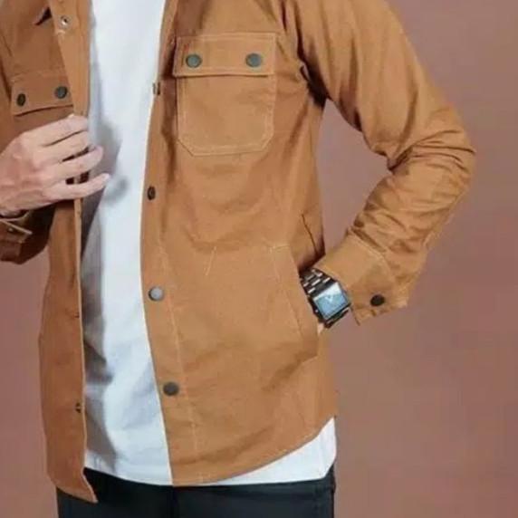 TRUCKER JAKET JAKET SEMI PARKA BAHAN KANVAS - maroon, XXL
