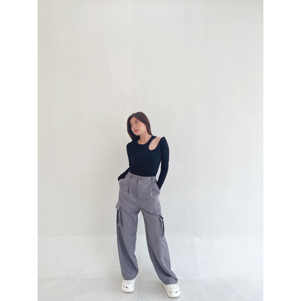 POTTIE - Kenza Baggy Pants - High Waist Baggy Pants - Celana Kulot Cargo