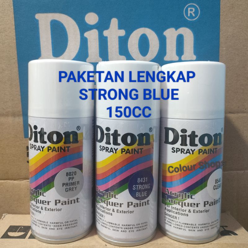 Pilok Cat Diton Strong Blue 8431 Primer Grey Epoxy 8020 Clear 8540 Paketan Biru Tua 3 pcs 150cc Pilox Cat Semprot Diton Spray Paint