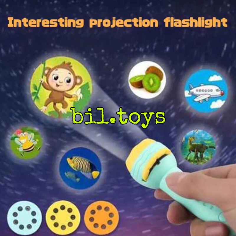 Mainan Anak Senter Proyektor / Fun Flashlight / Mainan Proyektor Gambar / Mainan Edukasi 4 piringan senter projector