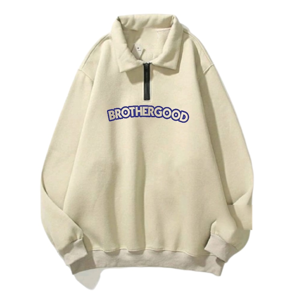 HALFZIP SWEATSHIRT BASIC BROTHERGOOD BRAND 2022 TERBARU SWEATSHIRT PREMIUM | Brothergood  Halfzip Sweater Sweatshirt Unisex Premium - Cream