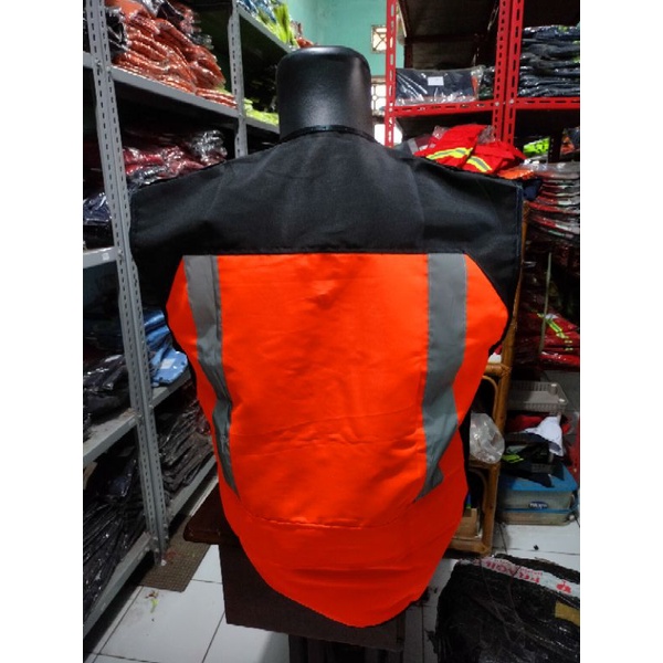 ROMPI SAFETY ORANYE HITAM FULL TASLAN PAKAI FURING 4 SAKU PREMIUM