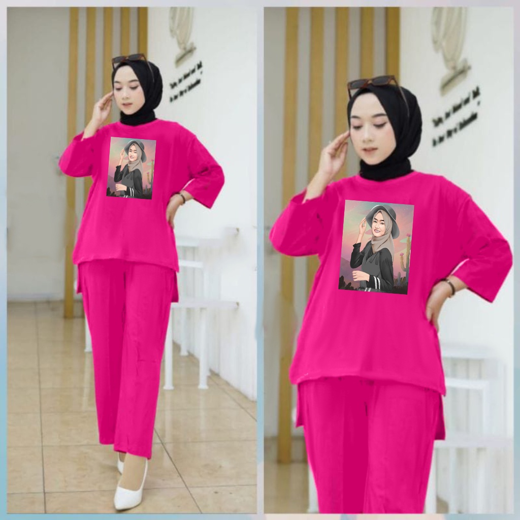 Setelan Tunik Muslim Hijab Black Hat / Blouse Wanita