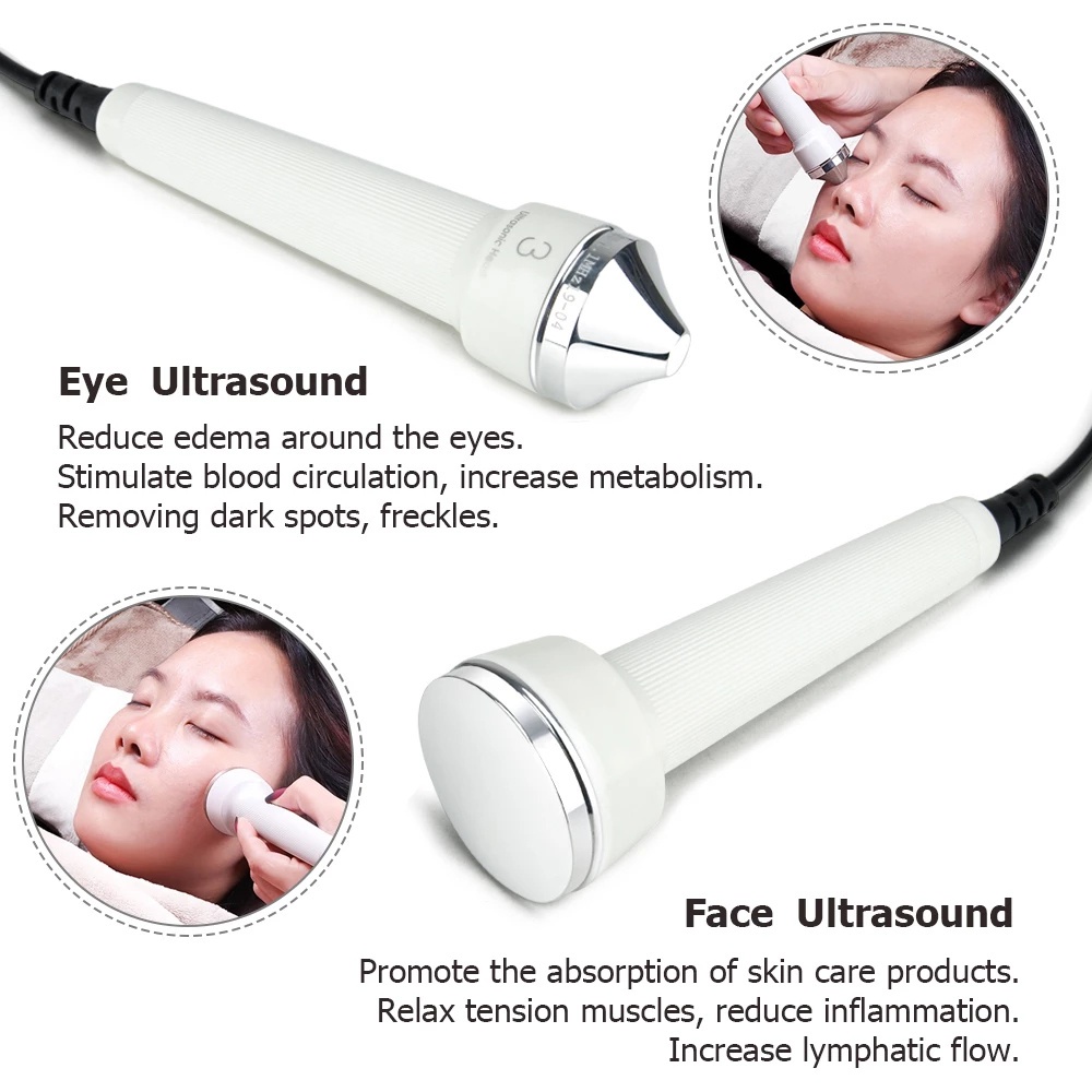 2 in 1 Ultrasonic Beauty Instrument Ultrasonic Alat Detox alat facial wajah Ultrasound Setrika Fisioterapi Hilangkan Kantung Mata elektrik pijat Wajah Ultrasonic